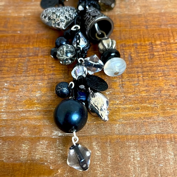 Black and White Crystal and Bead Purse Charm/Key Chain - Picture 4 of 5